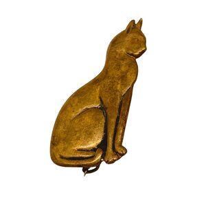 Vintage Brass Cat Brooch Pin
